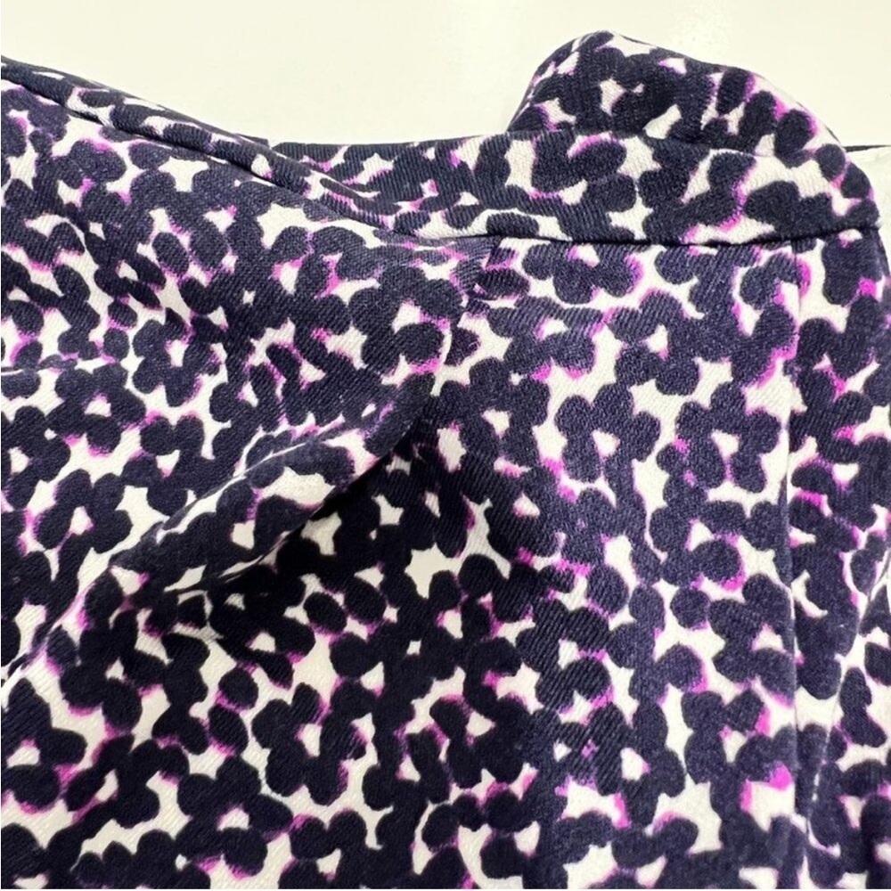 Ann Taylor - Sleeveless Ruched Side Slip Dress in Navy Purple & White Print - Picture 4 of 9
